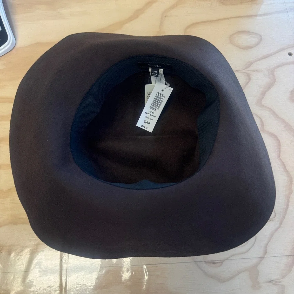 NWT Aritzia Talula Baylis Hat Espresso‎ Brown Wool Floppy Wide Brim Packable S/M